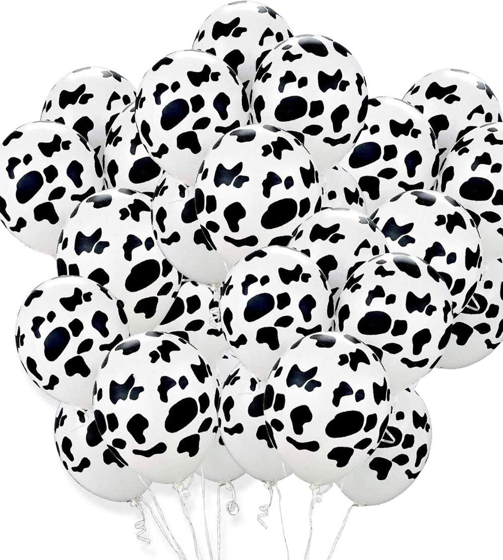 100 PCS Cow Print Balloons - Funny Moo Design for Western Cowboy Theme Party Decorations, Birthday Party Favors & Supplies - Perfect for Farm Animal Birthday Parties, Cowboy Rodeo Events & Western Decor