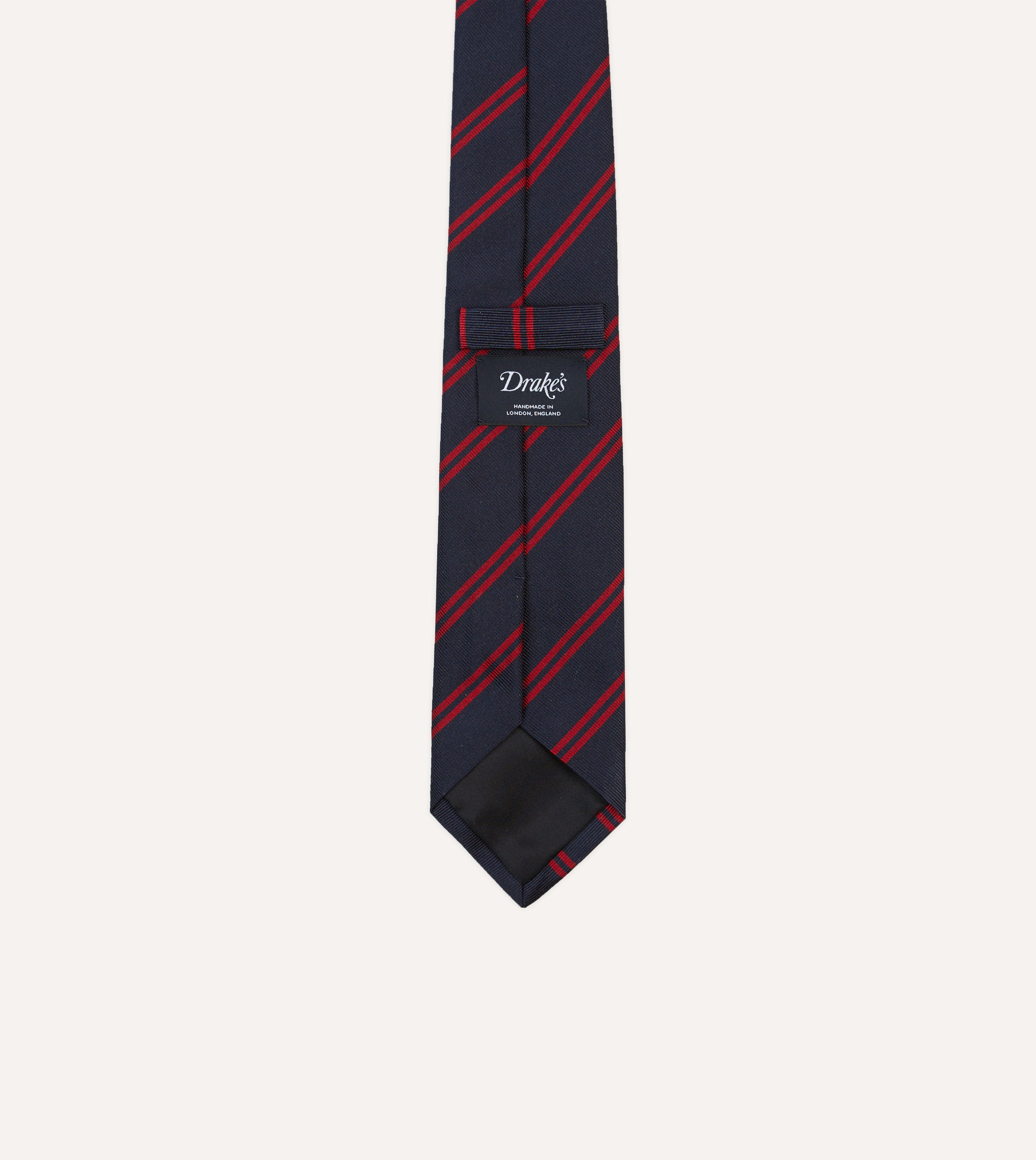 Navy and Red Double Stripe Repp Silk Tipped Necktie - Premium Business Tie for Men, Formal Office Wear, Wedding & Special Occasions