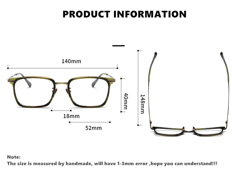 Aimee Unisex Full Rim Square Acetate Titanium Eyeglasses 6322 - Lightweight & Durable Frame for Work, Reading & Fashion