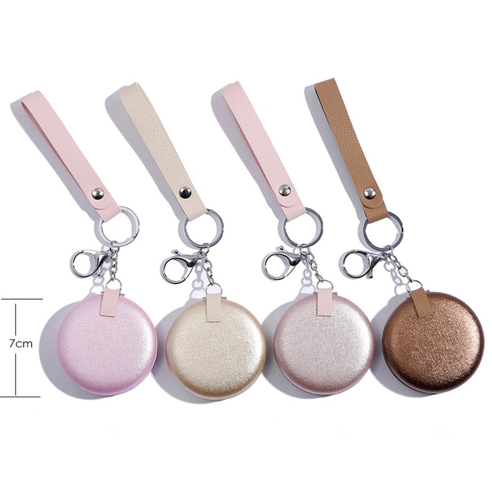 Portable Round Compact Mirror - Folding Double-Sided Mini Makeup Mirror with Keychain for Women & Girls | Perfect for Travel, Purse & Touch-Ups | Great Gift Idea