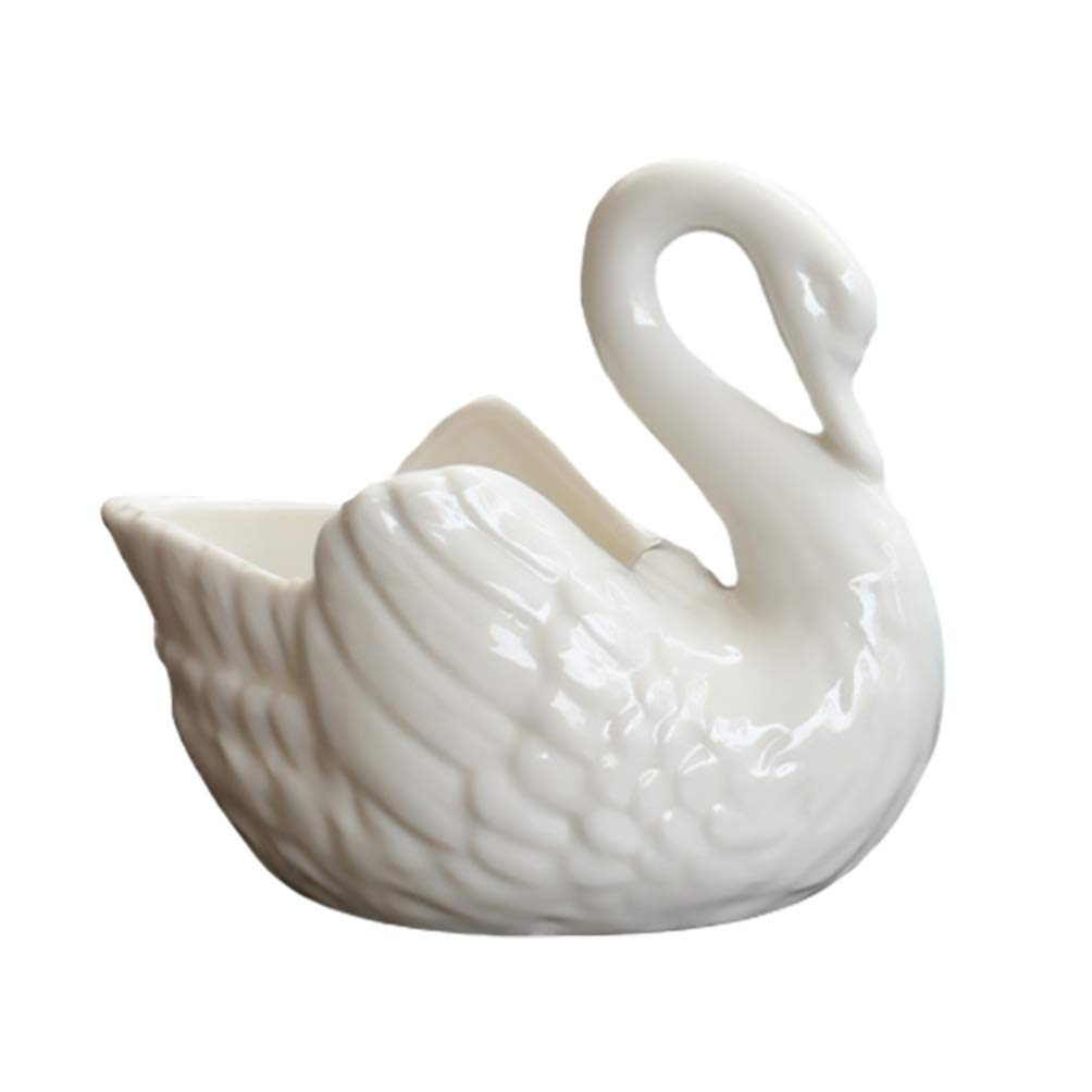 DOITOOL Modern White Ceramic Swan Succulent Planter - Small Flower Pot for Plants, Cactus, Herbs - Elegant Animal Garden Decor for Home, Office, and Indoor/Outdoor Use