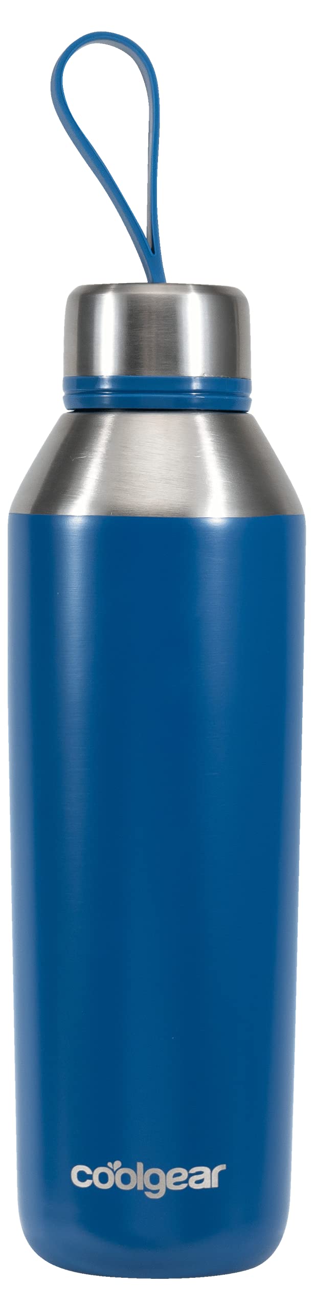 Cool Gear Stainless Steel Double Walled Vacuum Insulated Tyler Water Bottle 17oz (2 Pack) - Blue & Orange, Leak Proof Threaded Loop Lid for Gym, Hiking & Outdoor Activities