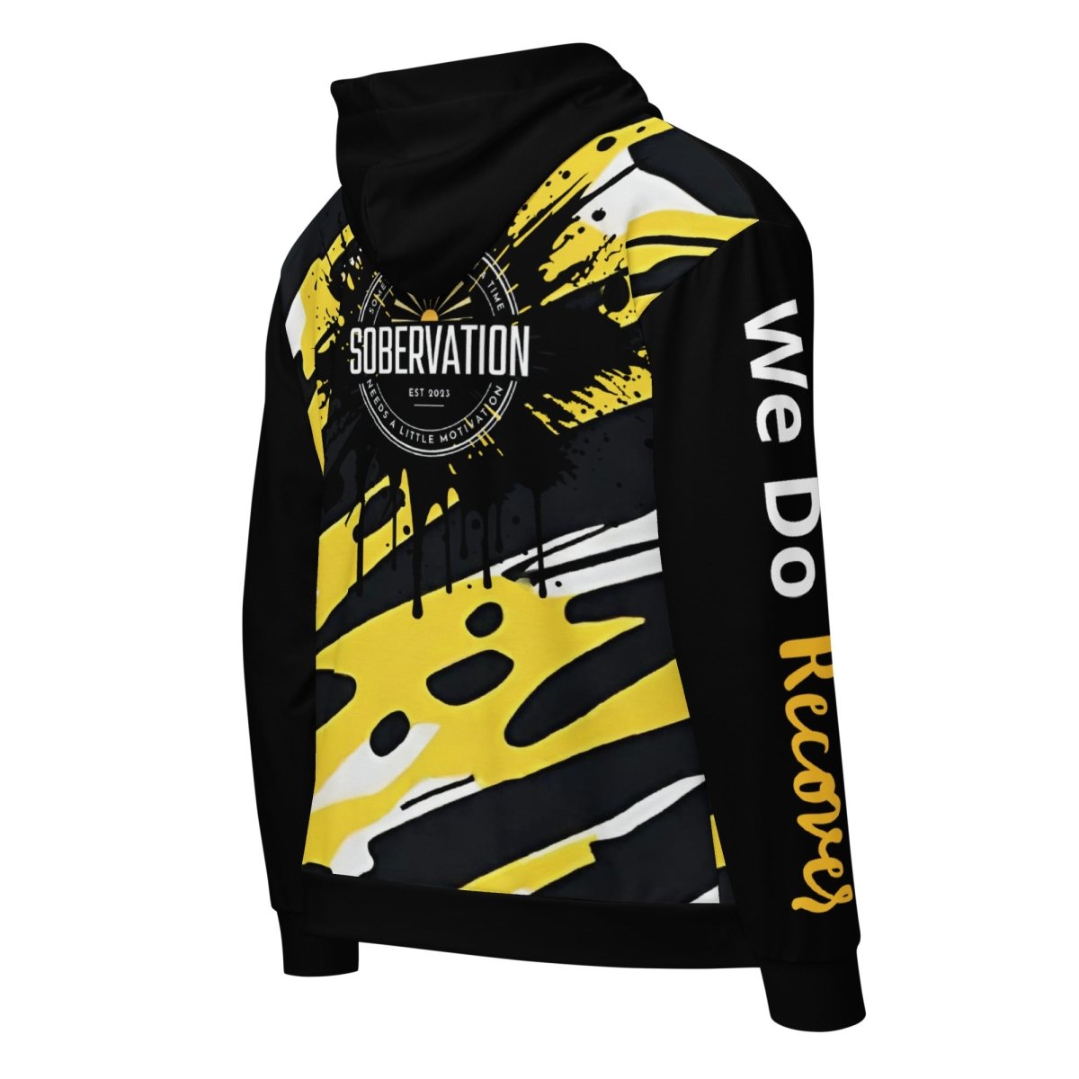 Recovery Champion Unisex Zip Hoodie with Yellow Accents | Comfortable Athletic Pullover for Workouts & Casual Wear