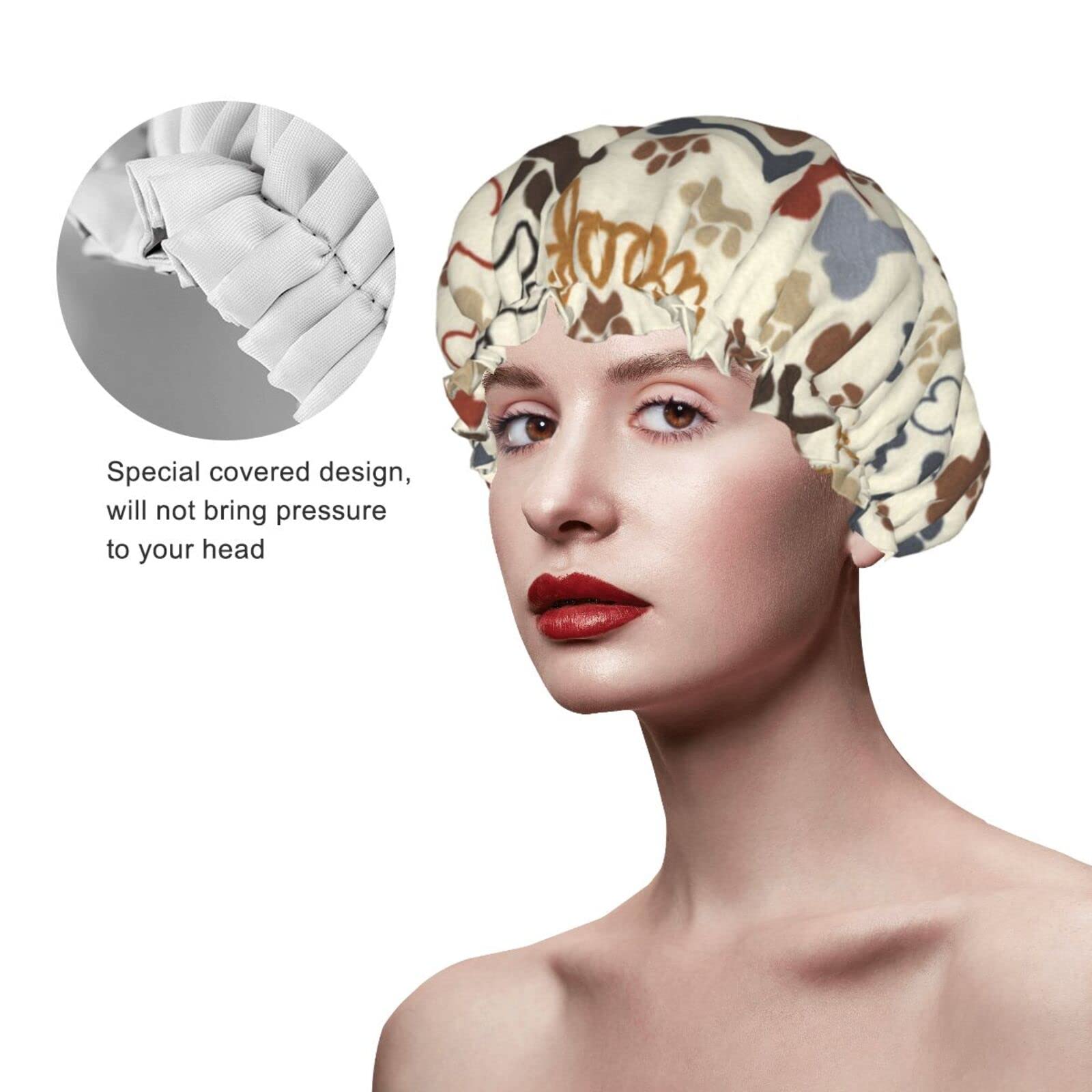 Waterproof Reusable Dog Paw Shower Cap for Women - Double Layer Bathing Hair Cover for Shower & Spa | Perfect for Pet Lovers, Bath Time, Hair Care & Relaxation