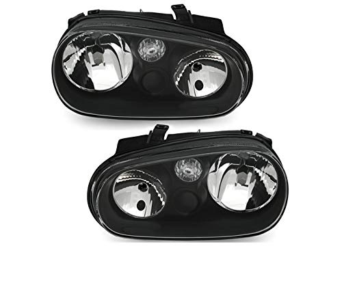 Volkswagen Golf 4 Headlight Assembly (1997-2003) - VP1649 TFL Projector Headlamps Pair, Black LHD - Compatible with Driver & Passenger Side - Perfect for Night Driving & Car Upgrades