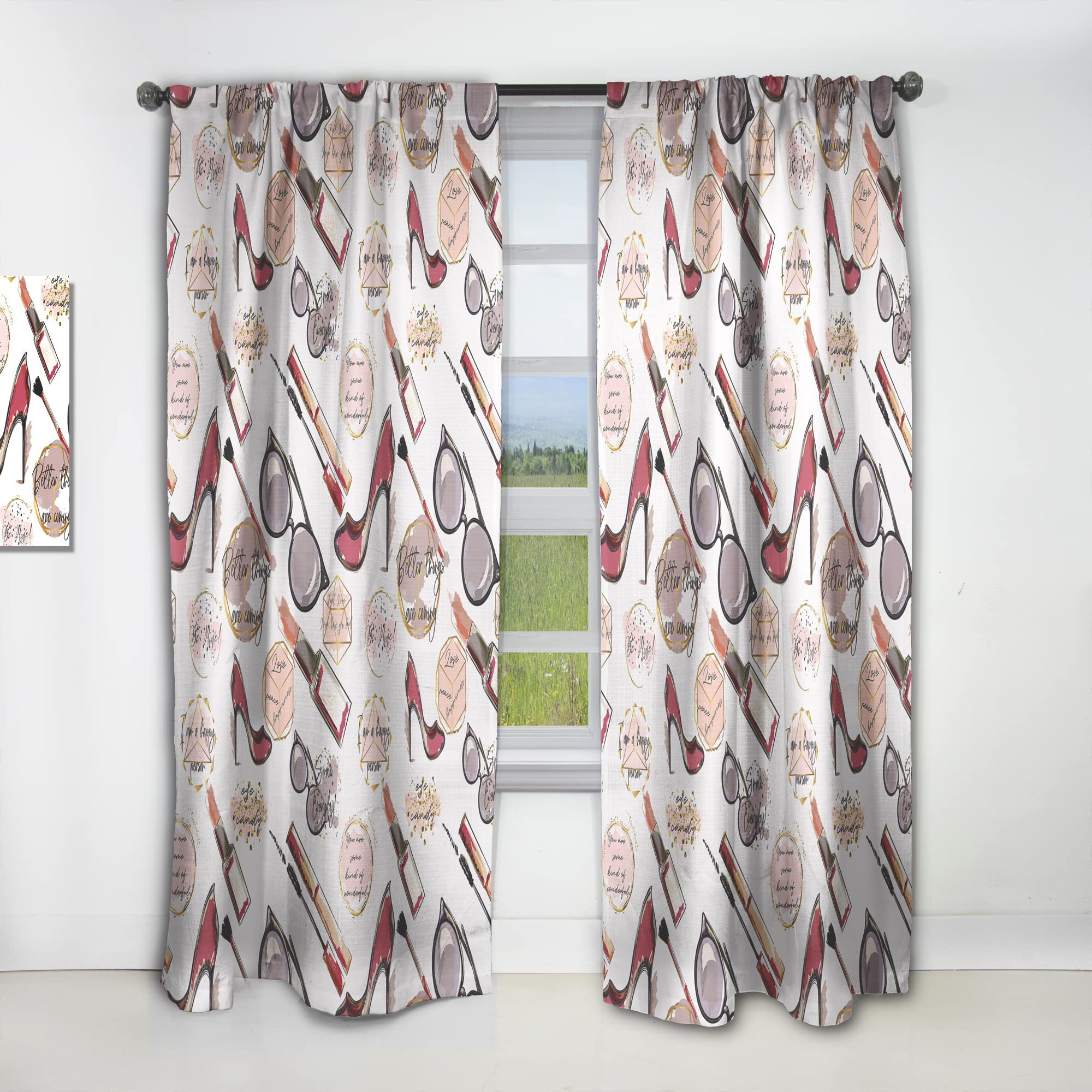 Fancy Happy Lady Makeup Blackout Curtains - Thermal Insulated Single Panel 52x95 Inch - Elegant Bedroom & Living Room Window Drapes for Home Decor, Privacy & Light Blocking - Perfect for Cozy Nights & Stylish Interior Design