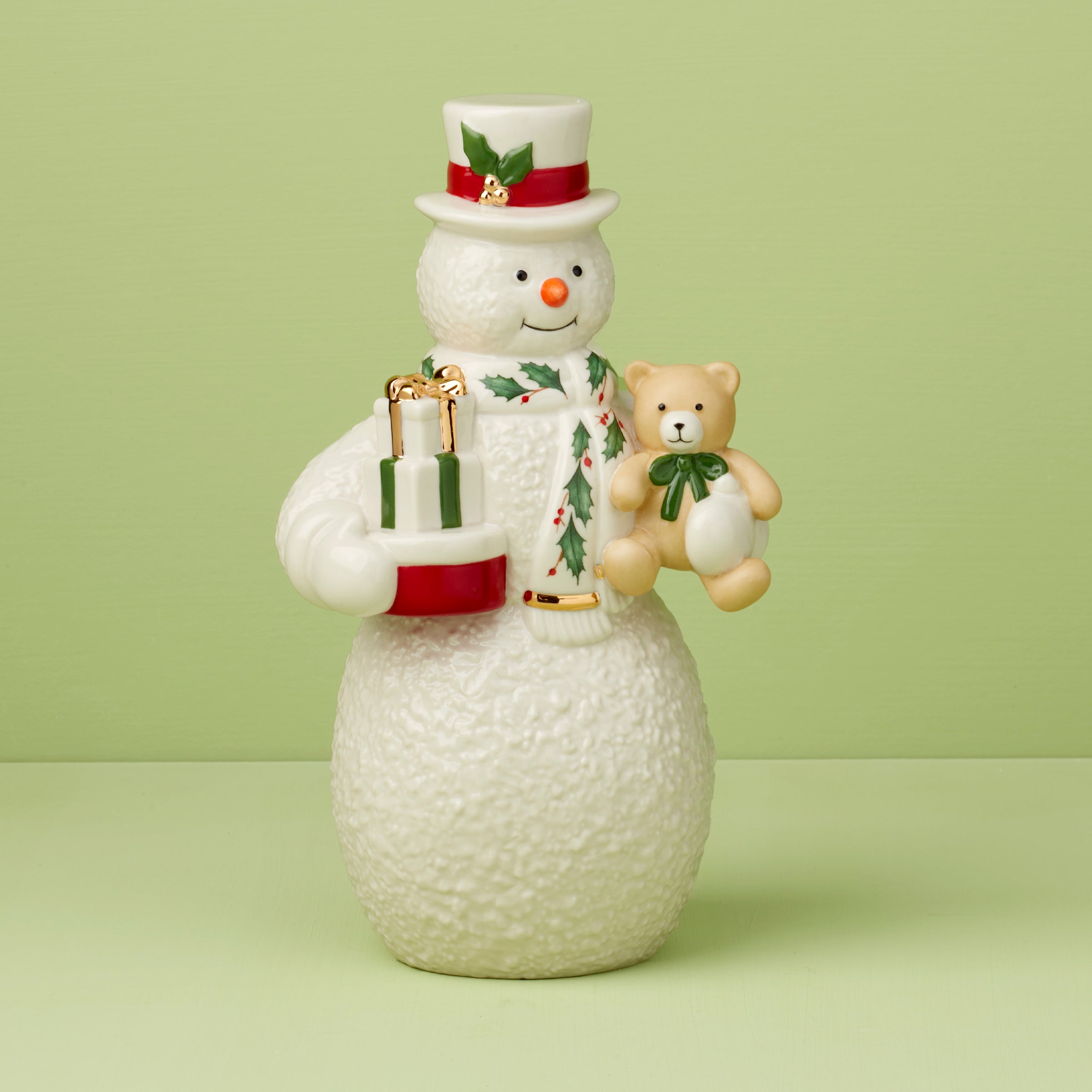 2024 Snowman with Teddy Bear Figurine - Christmas Decoration, Holiday Home Decor, Gift for Kids & Collectors - Perfect for Winter Mantel, Tree Topper & Festive Table Centerpiece