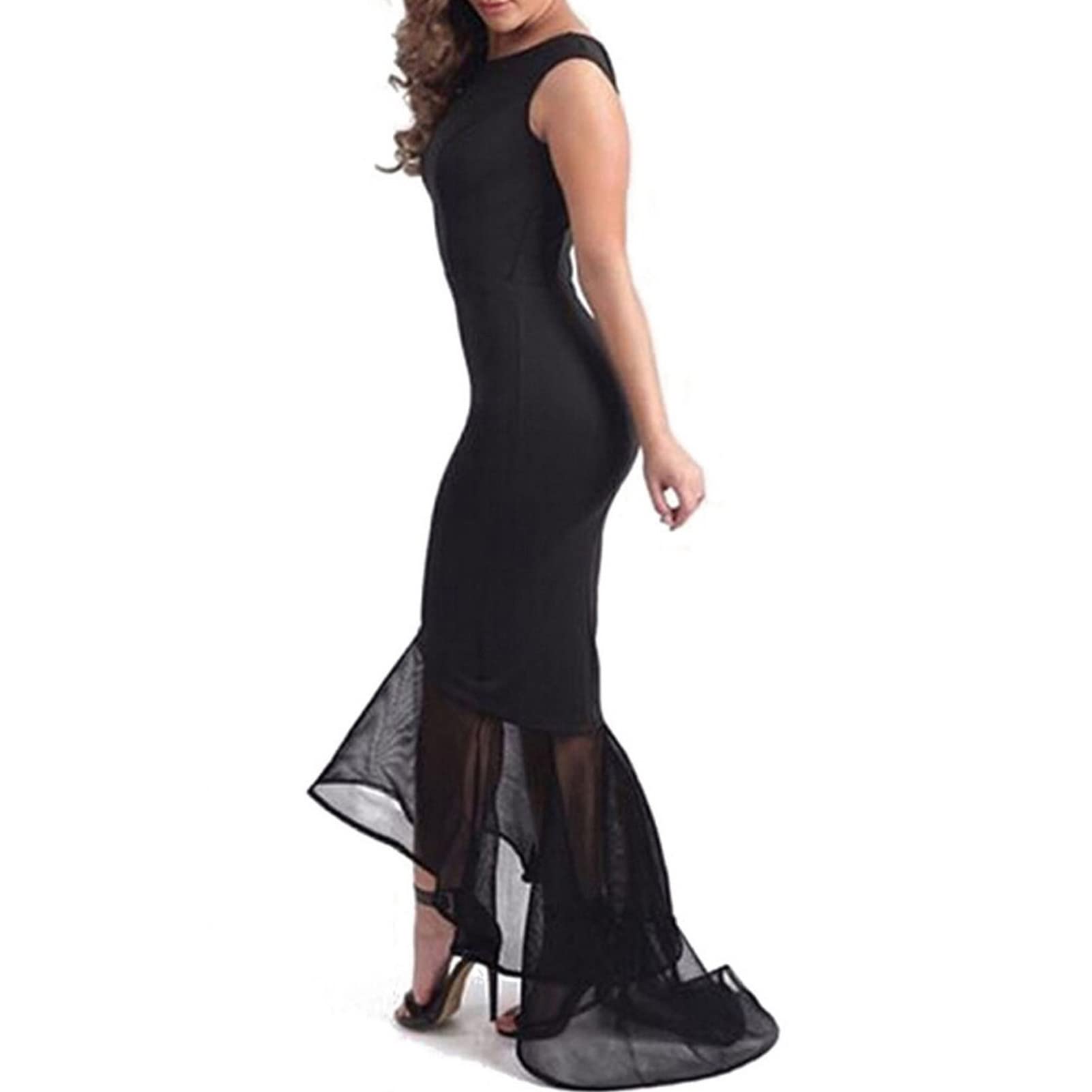 Elegant Women's Ruffles Bodycon Cocktail Dress - Mermaid Long Evening Gown with High Neck for Wedding Guest, Party & Formal Events | Perfect for Prom, Gala, Dinner Date & Special Occasions