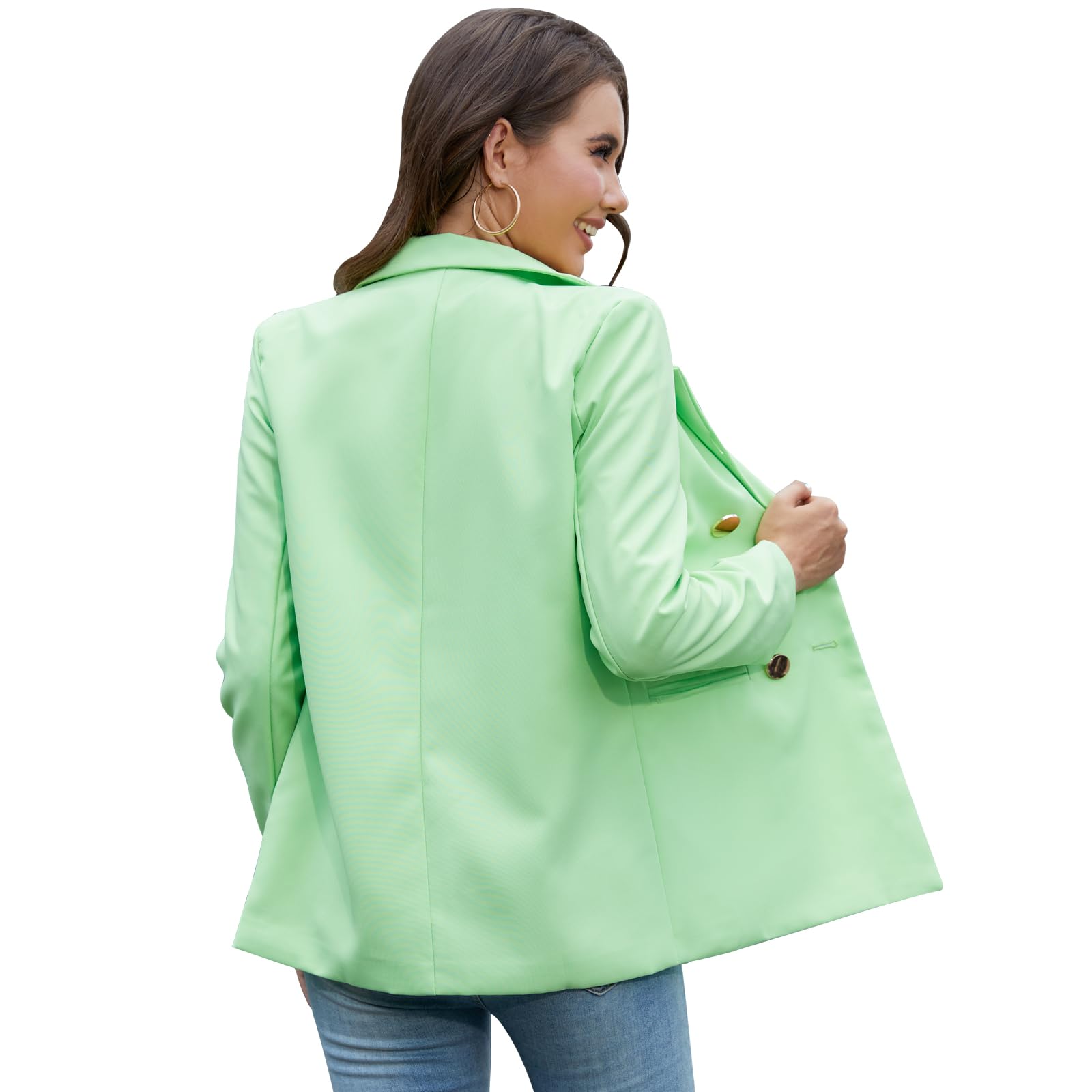 Women's Business Casual Blazers - Lightweight Long Sleeve Suit Jackets with Gold Buttons & Pockets | Professional Office Wear for Work, Meetings & Formal Events