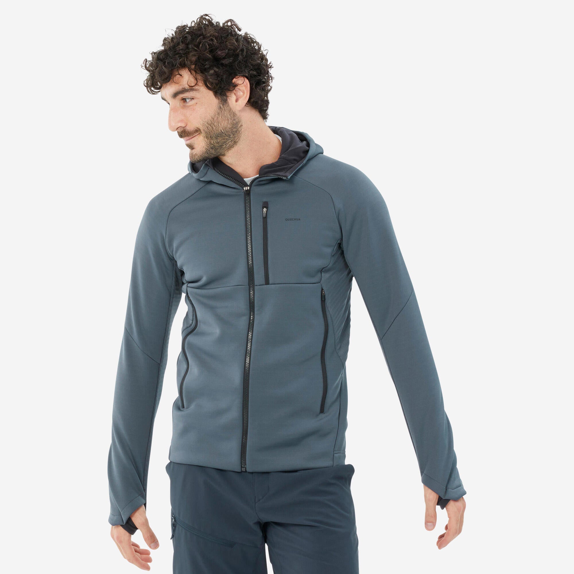 Quechua Men's MH520 Hooded Fleece Jacket for Hiking & Outdoor Adventures - Warm & Comfortable for Camping, Trekking & Winter Sports