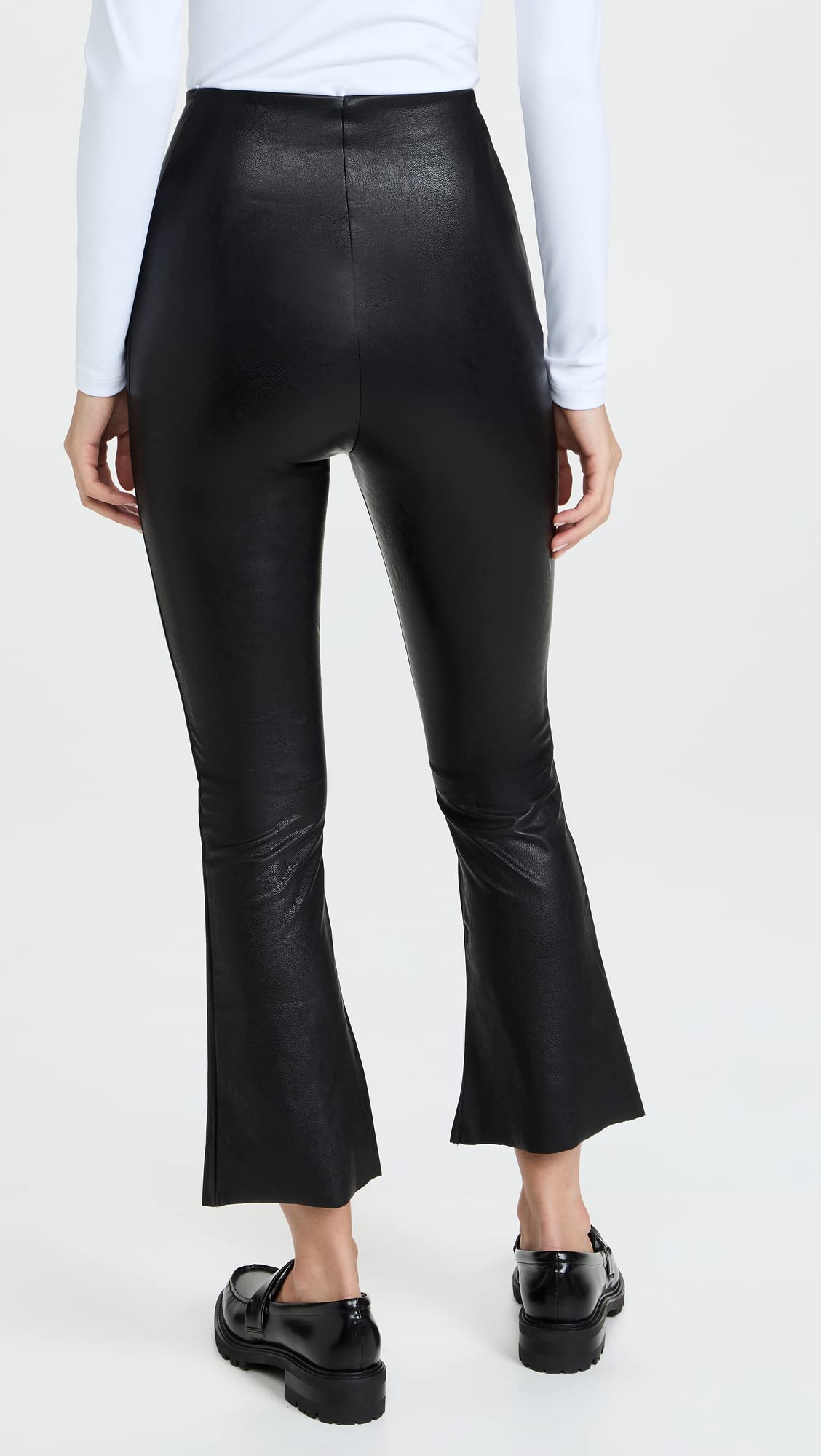 Commando Women's Faux Leather Cropped Flare Pants - High Waisted Stretchy Vegan Leather Trousers for Casual Outfits & Night Out