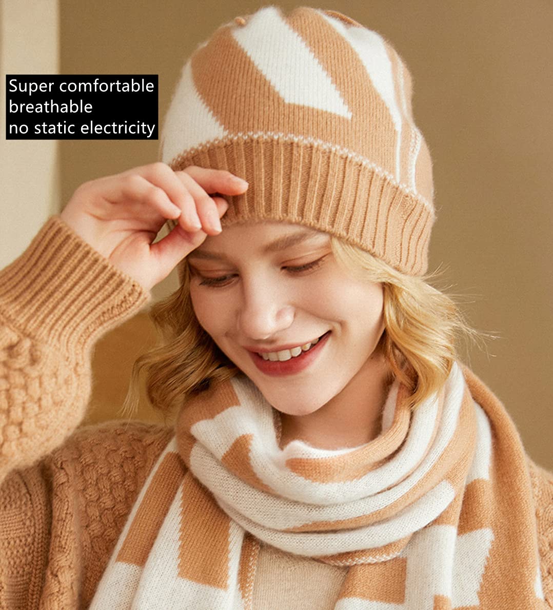 Warm Winter Knitted Cashmere Beanie Hats for Women & Men - Colorful Ski Skull Cap with Tie-Rope Design | Cozy Sleep Hat for Cold Weather, Outdoor Activities & Travel