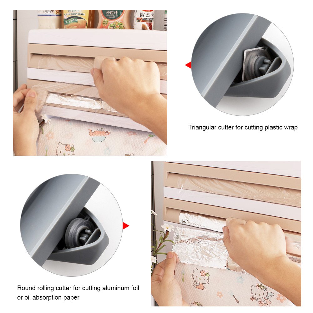 Wall-Mount Paper Towel Holder & Kitchen Organizer - Space-Saving Shelf for Paper Towels, Plastic Wrap, Wax Paper & Sauce Bottles - Perfect for Kitchen & Bathroom Storage (Gray Blue) - Ideal for Small Spaces & Clutter-Free Countertops