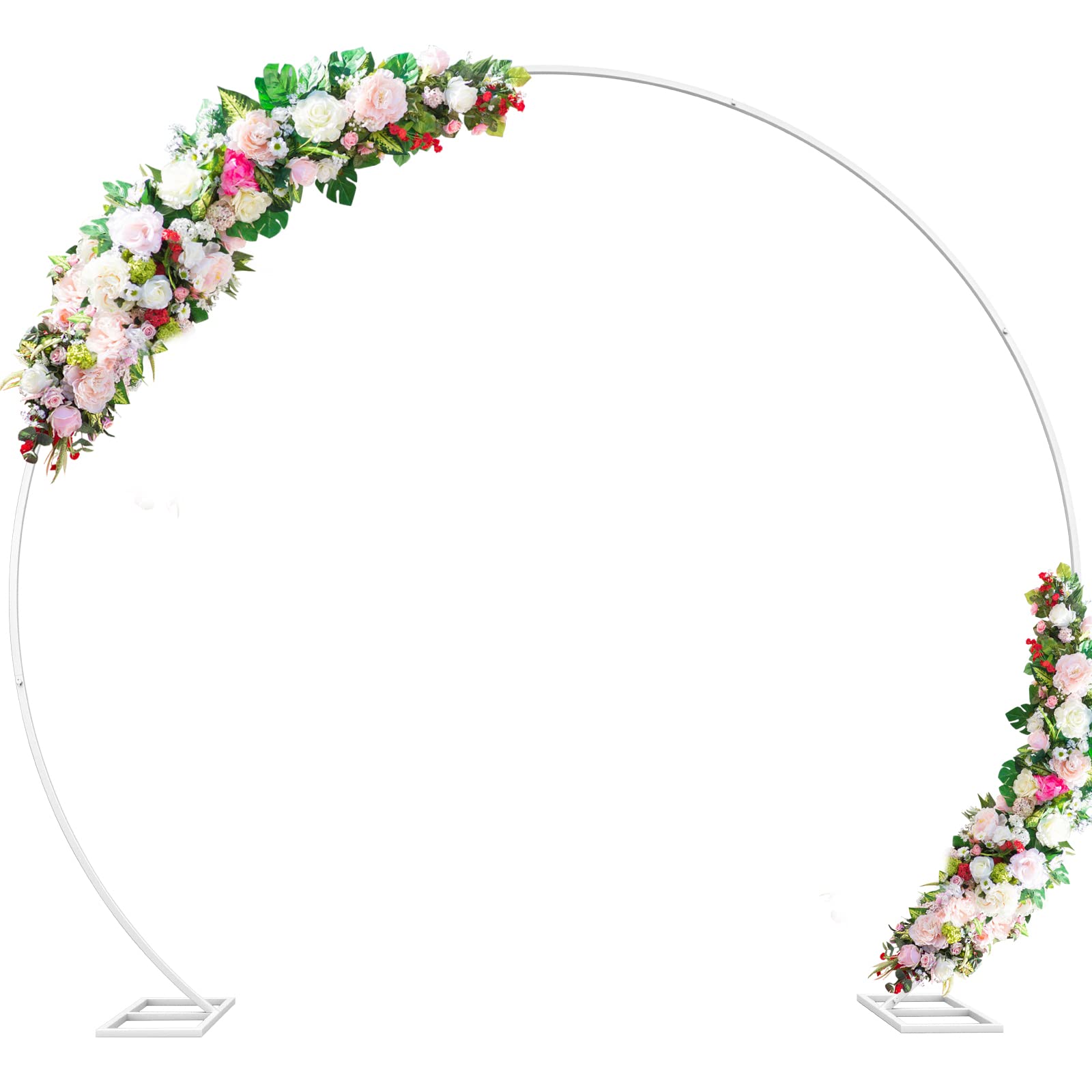 Wokceer 9.5FT White Wedding Balloon Arch Stand - Round Backdrop Stand with Thickened Square Tubes for Ceremony, Anniversary, Birthday Party & Valentine Celebration - Perfect for Floral Decorations and Event Photography