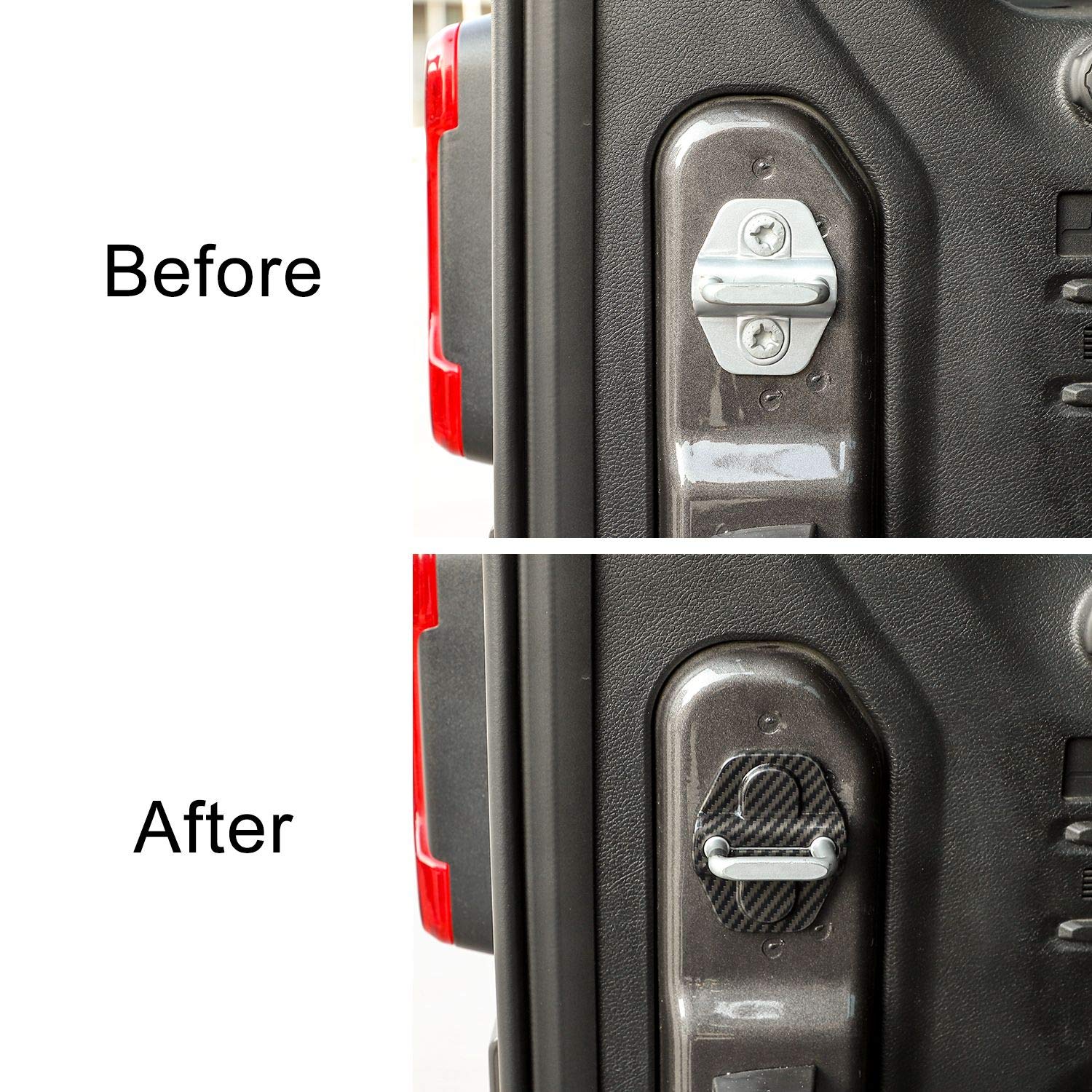 Jeep JL ABS Carbon Fiber Door Lock Covers (6PCS) - Protective Trim for 2018-2024 Jeep Wrangler JL/JLU & Gladiator JT - Durable Exterior Accessories for Off-Road Adventure & Daily Driving