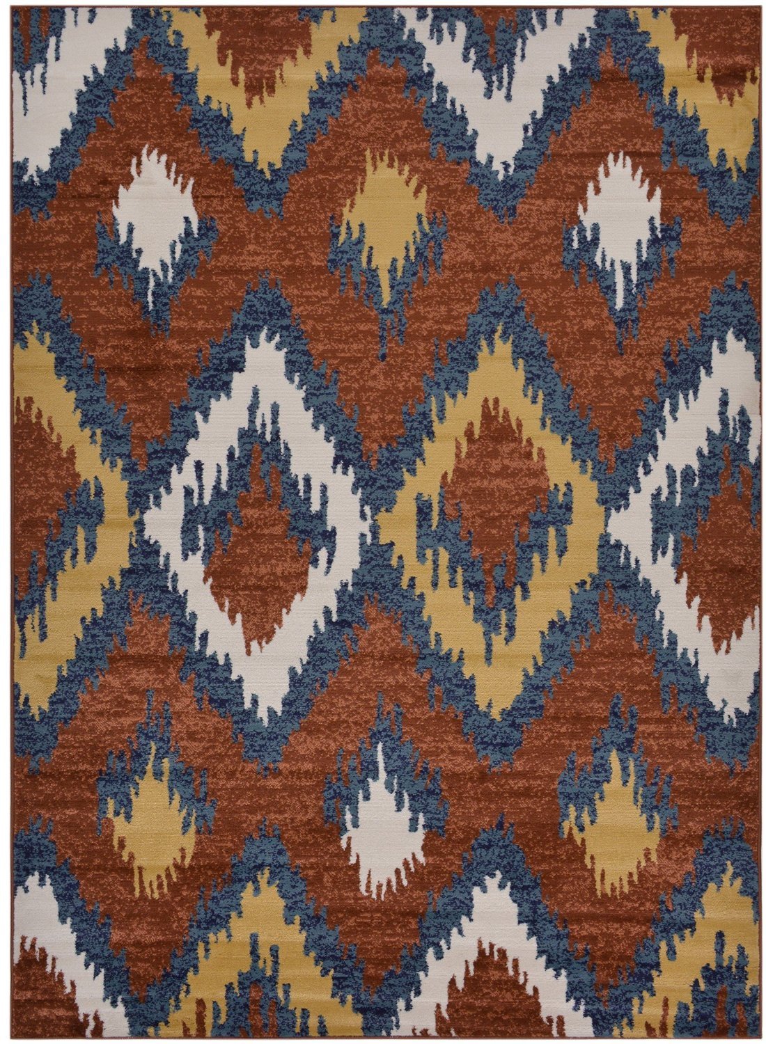 Trellis Wave Chevron Area Rug 5x7 - Modern Lattice Zigzag Design in Brown & Navy - Perfect for Living Room, Bedroom, or Office Decor