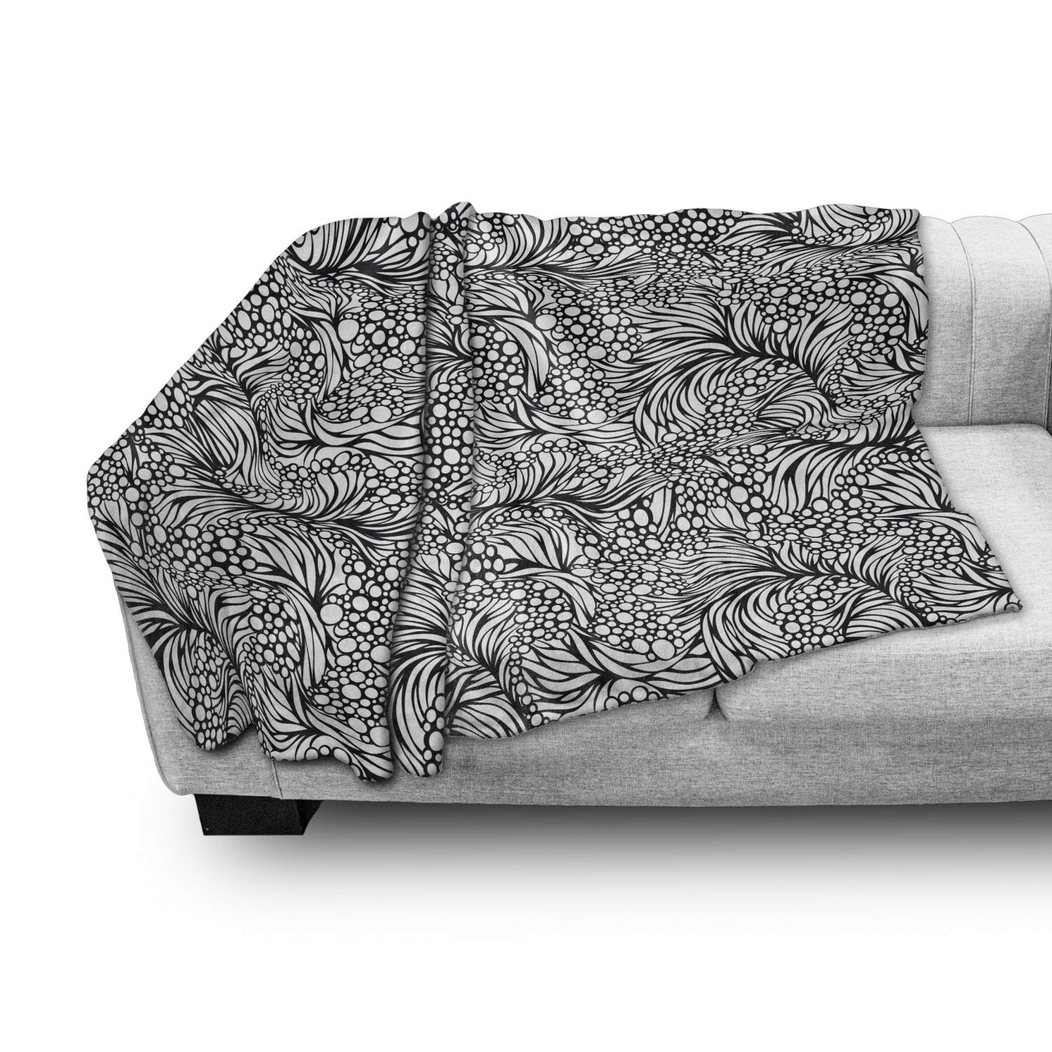 Ambesonne Black and White Flannel Fleece Throw Blanket | 60