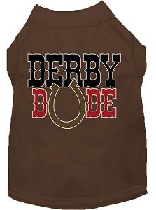 Derby Dude Screen Print Dog Shirt - Colorful Pet Apparel for Small & Medium Dogs - Perfect for Derby Parties & Pet Costume Events