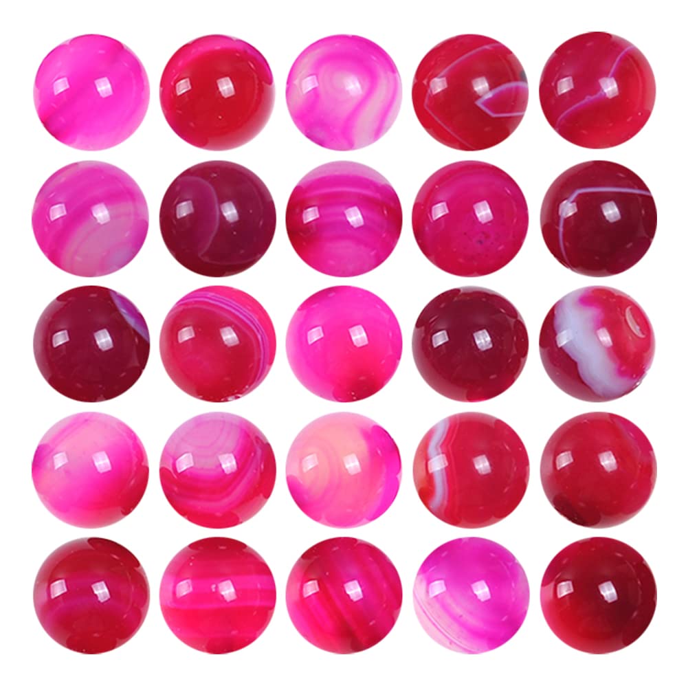 Rose Red Striped Natural Agate Loose Beads 8mm Round Stone Beads for Jewelry Making - 48pcs (Perfect for Bracelets, Necklaces & DIY Craft Projects)
