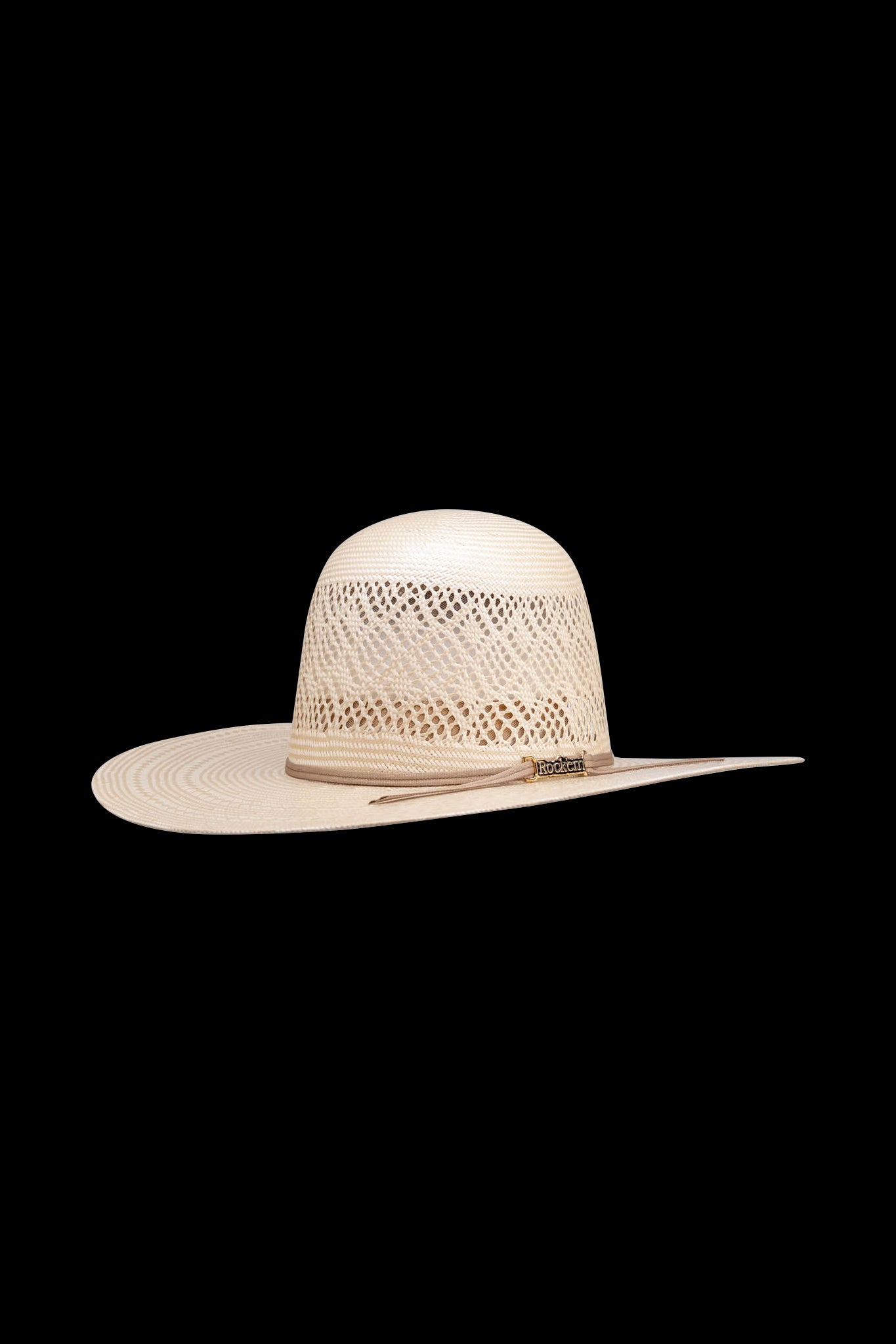 Rock'em 100X Maverick Open Crown Straw Cowboy Hat for Men - Western Style Sun Protection Hat for Outdoor, Rodeo, and Ranch Activities