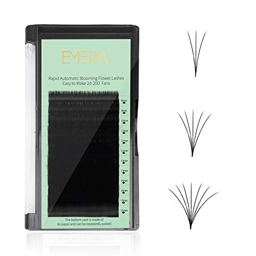 EMEDA Self Blooming Eyelash Extensions - 0.05mm D Curl Mixed Length (8-15mm) for Natural to Dramatic Volume - Fast Fanning Flowering Lashes for 2D-10D Effect - Perfect for Bridal, Party & Special Occasion Makeup