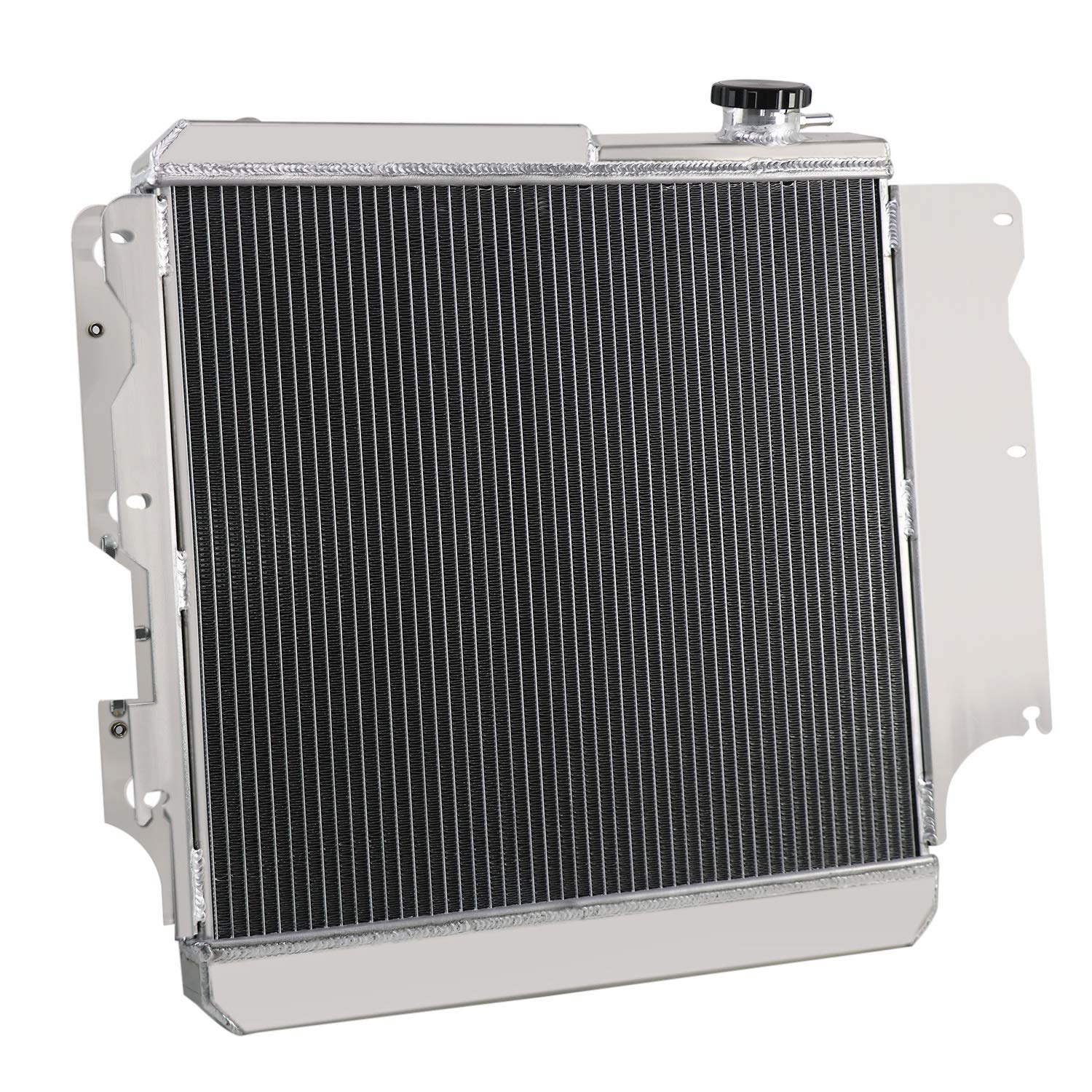 High Performance 3-Row Aluminum Radiator for 1987-2006 Jeep Wrangler TJ/YJ - Fits 2.4L 2.5L 4.0L 4.2L Engines - Includes Cooling Fan Shroud & Relay - Perfect for Off-Roading, Daily Driving & Extreme Weather Conditions