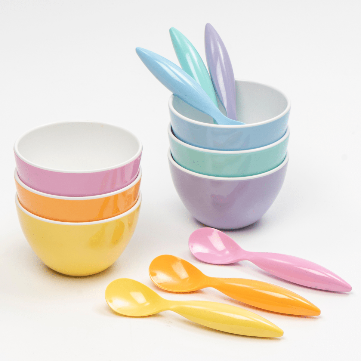 Bzyoo 6-Piece 4.25-Inch 11.8-Oz ColorPop Bowls Set - Pastel Colored Melamine Bowls for Snacks, Cereal, Ice Cream & Party Serving | Durable & Lightweight