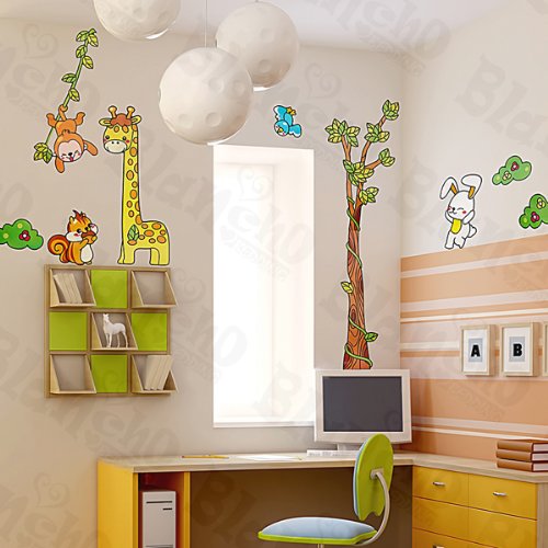 Nice Animal Friends Wall Stickers - Removable Decorative Wall Decals for Kids Room, Nursery, Living Room & Home Decor - Perfect for DIY Wall Art and Themed Bedroom Designs