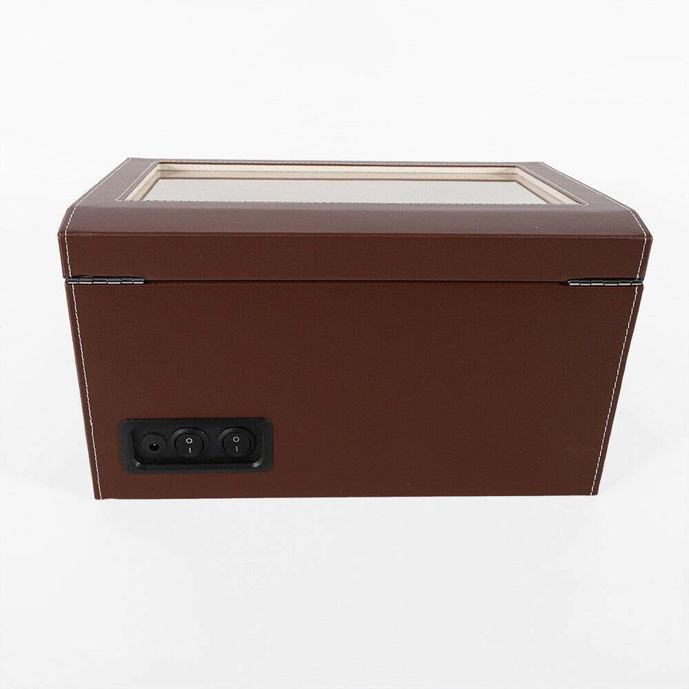 Premium Wooden Watch Box Organizer with Automatic Rotation - 4+6 Watch Winder Storage Case for Men, Jewelry Display Box with Transparent Lid (Brown) - Perfect Gift for Watch Collectors & Luxury Storage Solution