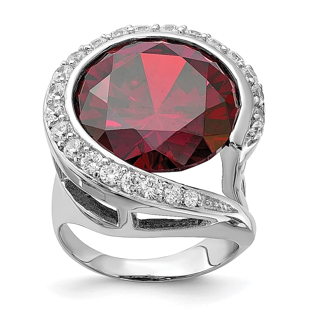 925 Sterling Silver Red Clear Cubic Zirconia CZ Band Ring for Women - Elegant Fine Jewelry Gift for Her, Perfect for Anniversaries, Valentine's Day & Special Occasions