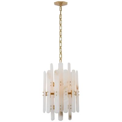 Aerin Bonnington Tall Chandelier with Alabaster Shades - Elegant Crystal Ceiling Light Fixture for Dining Room, Foyer, and Luxury Home Decor