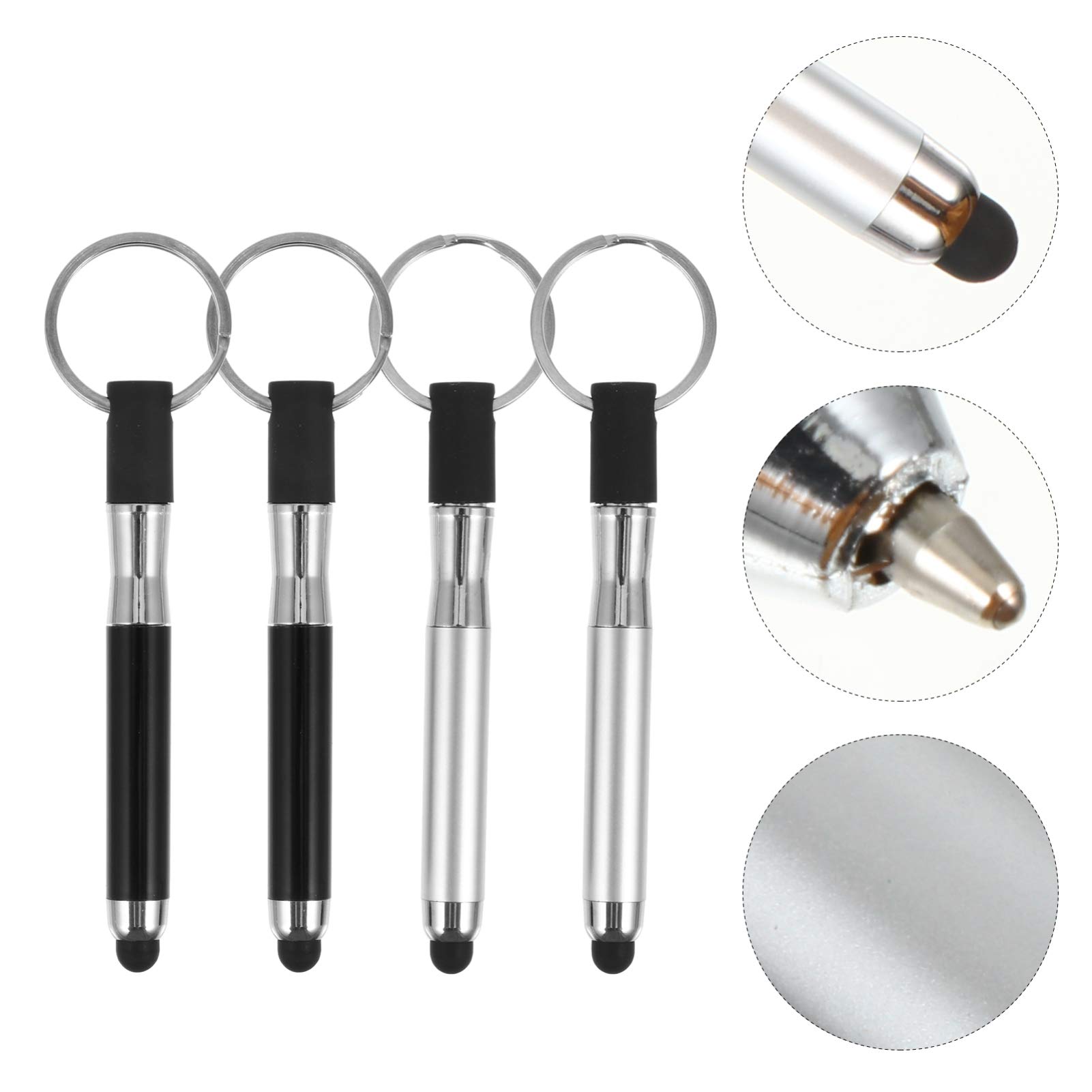 4-Pack Touch Screen Stylus Pen - Ballpoint & Capacitive Stylus for Tablets, Smartphones - Includes Keychain for Easy Portability - Perfect for Drawing, Note-Taking & Digital Signatures