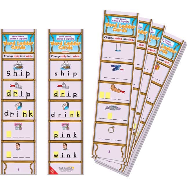 Really Good Stuff Word Ladder Card Sets - Vocabulary Building Educational Games for Kids | Perfect for Classroom Learning & Homeschool Activities