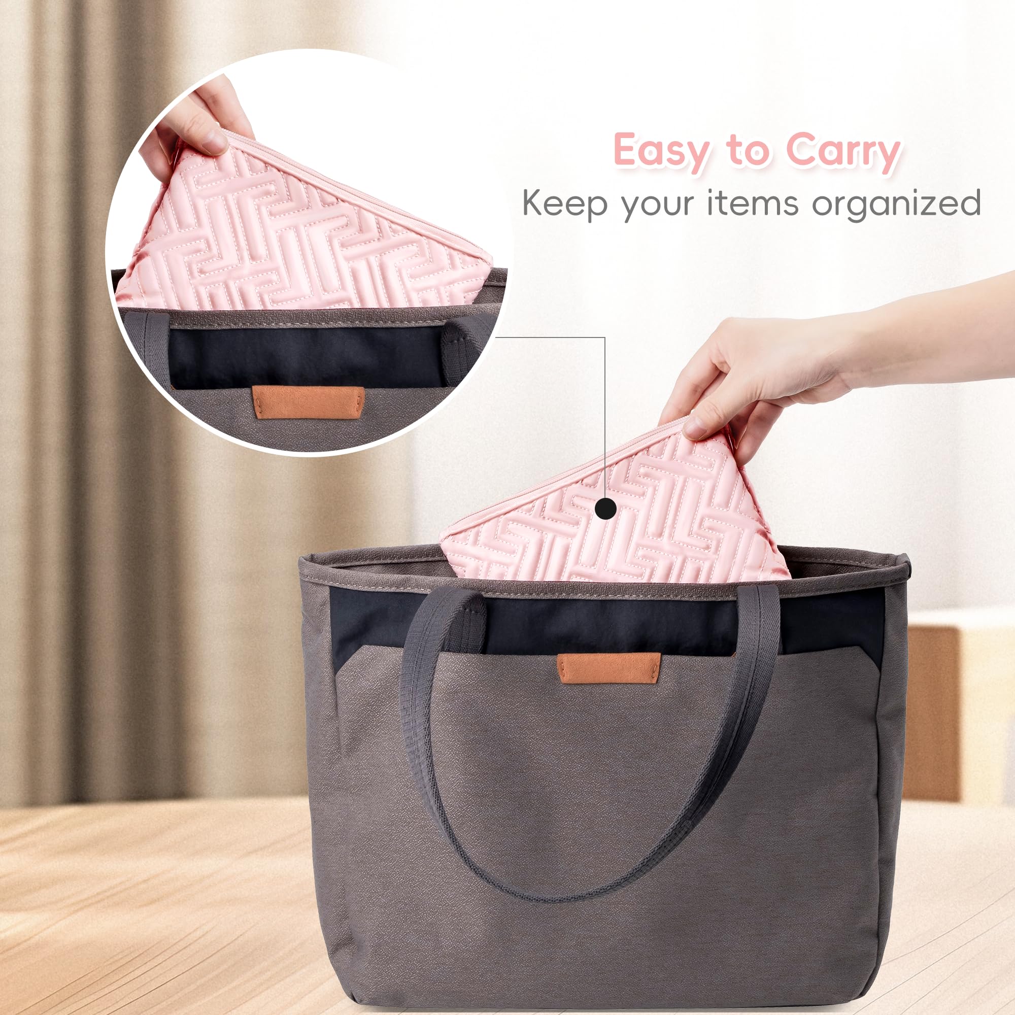 Leudes Pink Medium Makeup Bag for Women - Cute Travel Cosmetic Organizer with Zipper, Clear Skincare Pouch for Toiletries | Perfect for Traveling, Gym, Work & Daily Essentials Storage