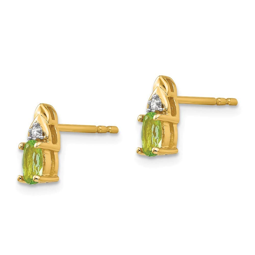 14K Gold Diamond & Peridot Stud Earrings for Women - Elegant Rose Gold Jewelry Gift for Birthday, Anniversary & Special Occasions