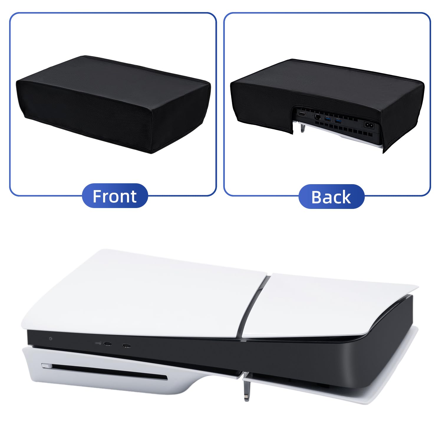 Tolesum Scratch-Resistant & Waterproof PS5 Slim Digital Edition & Disc Console Protective Cover - Horizontal, Black - Perfect for Gaming Setups & Travel Protection