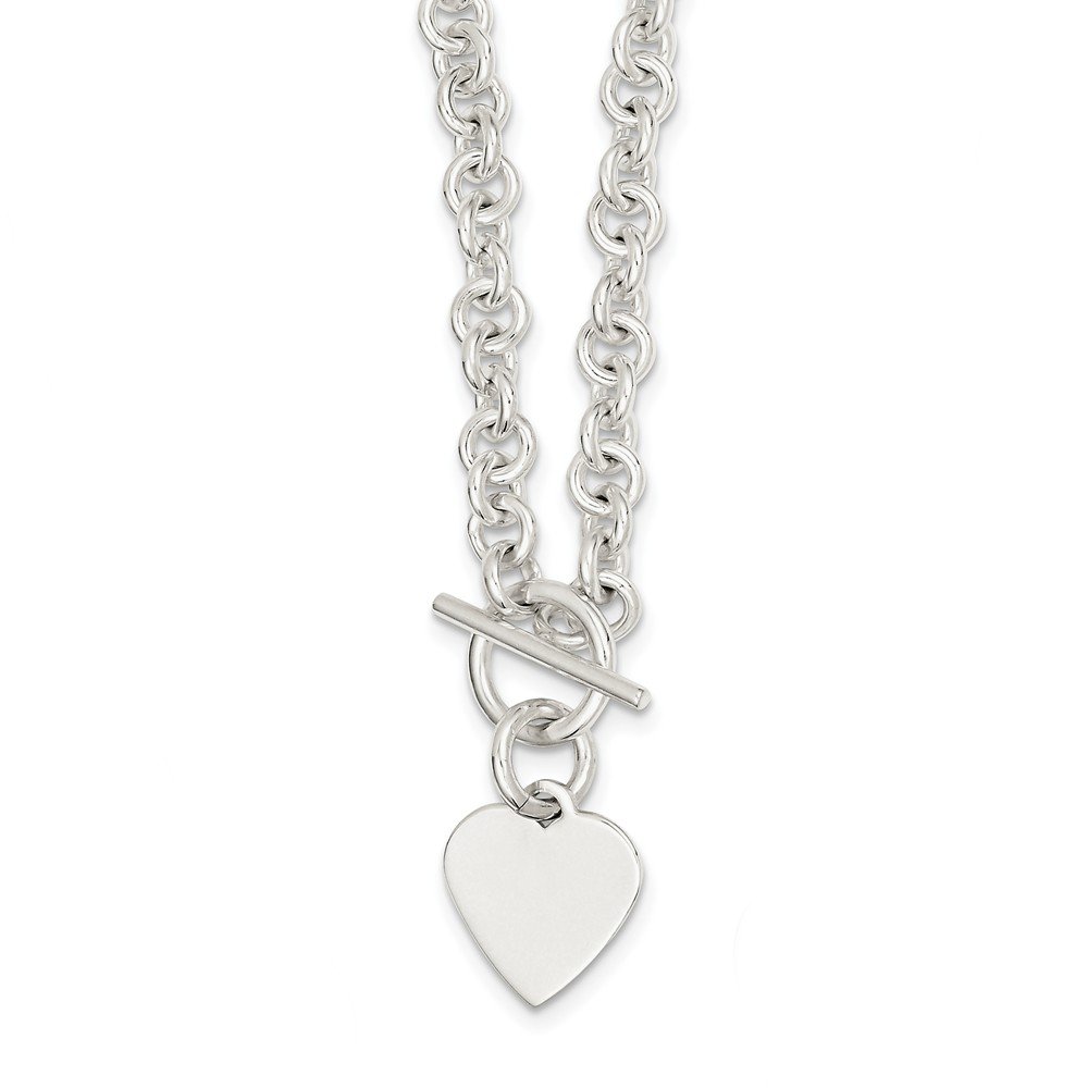 Jewels By Lux Sterling Silver Engraveable Heart Disc Toggle Bracelet - Personalized Gift for Women, Anniversary, Birthday | Elegant Jewelry for Everyday Wear & Special Occasions