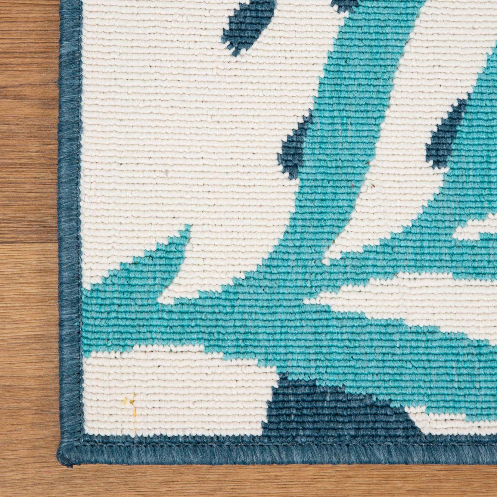 Waikiki Oversized Tropical Leaves Coastal Indoor Outdoor Area Rug - Soft & Durable for Living Room, Bedroom, Patio, Beach House Decor
