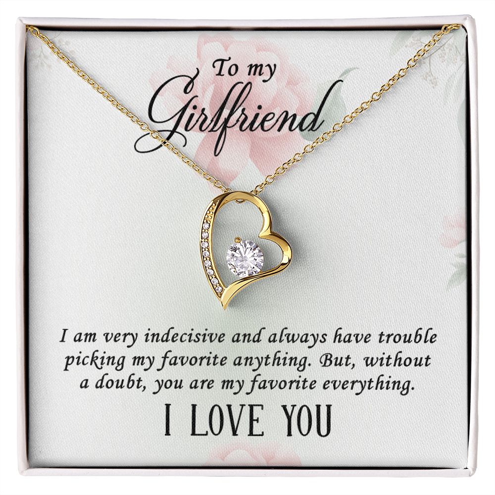 Forever Love Necklace for Girlfriend - Cubic Zirconia Pendant in White or Yellow Gold Finish | Romantic Anniversary Gift, Valentine's Day Present, Birthday Jewelry for Her