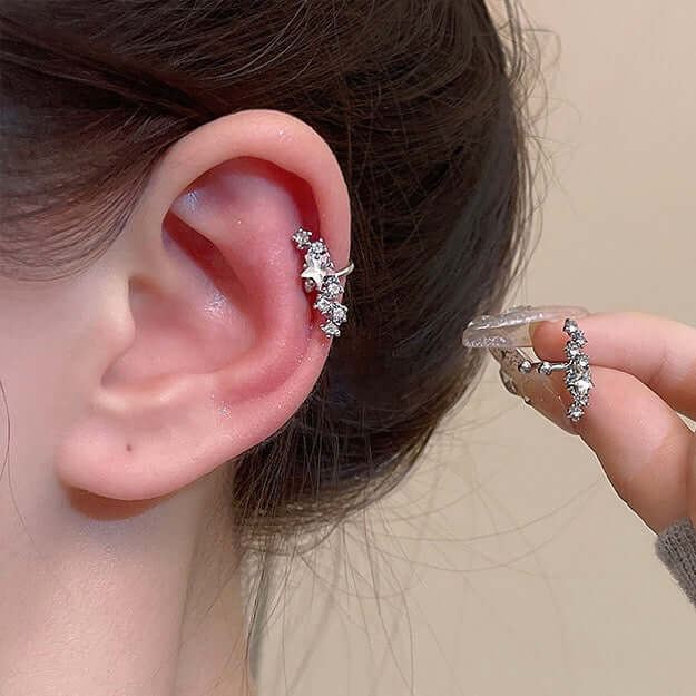 No-Piercing Celestial Star Ear Cuffs & Ear Climbers for Women | SE2098 | Elegant Non-Pierced Ear Jewelry for Parties, Weddings & Special Occasions