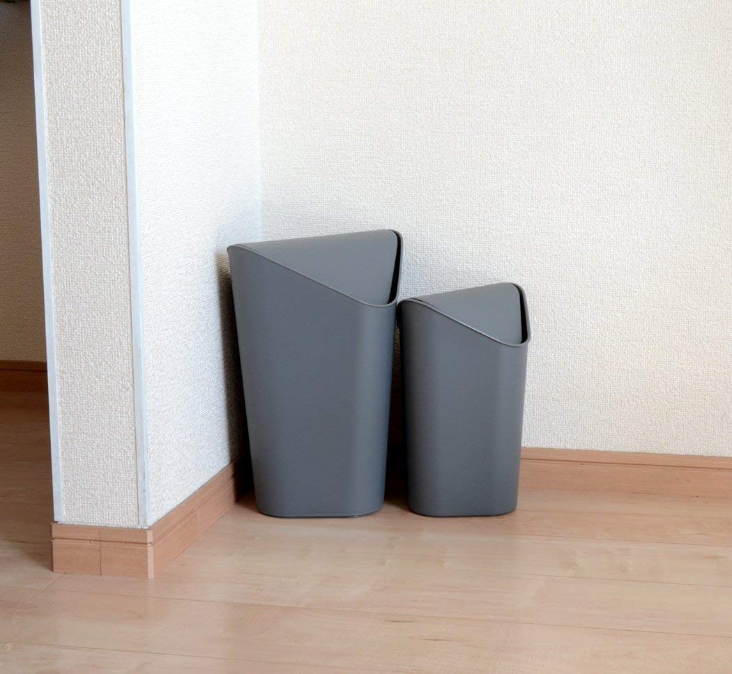 Corner Trash Can - Space Saving Gray Garbage Bin for Kitchen, Bathroom & Office | Compact Waste Basket for Tight Spaces