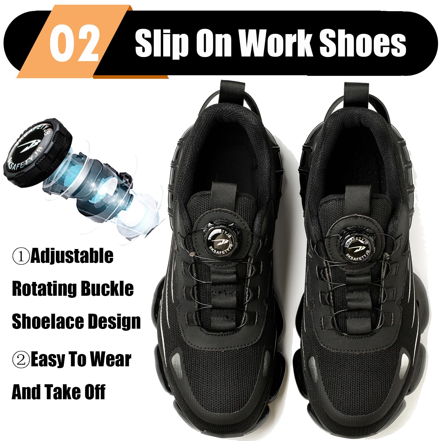 TimGross Men's Steel Toe Work Sneakers - Lightweight Slip-On Safety Shoes for Construction, Non-Slip & Durable - Perfect for Warehouse, Factory & Outdoor Work