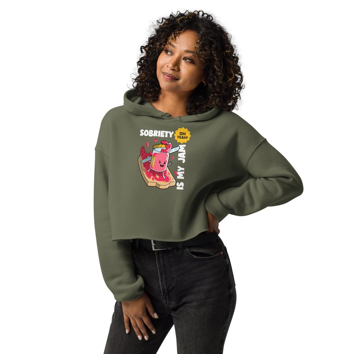 Jammin' to Sobriety Rhythm Crop Hoodie - Feel the Beat | Stylish Music-Inspired Pullover for Concerts & Recovery Support