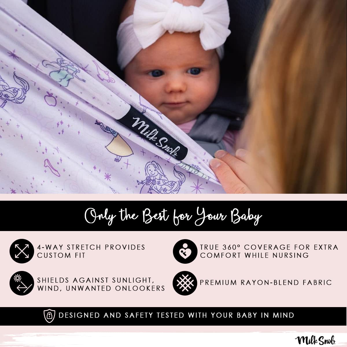 **Disney Minnie Mouse Infant Car Seat Cover & Nursing Cover - 360° Breathable Stretchable Multi-Use for Baby Carriers, Strollers & Breastfeeding - Disney Collection Original by Milk Snob**    *(Perfect for On-the-Go Moms – Use in Cars, Shopping Trips, Parks & Nursing in Public)*