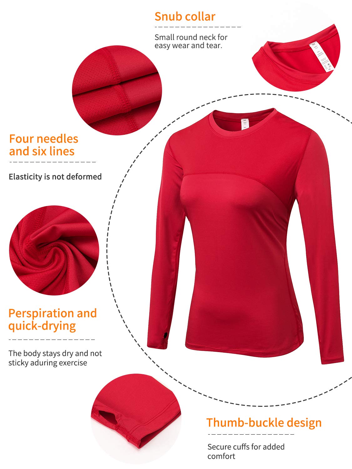 3 Pack Women's Long Sleeve Performance Base Layer Shirts - Moisture Wicking, Quick Dry & Thumb Hole Design for Yoga, Running & Outdoor Sports