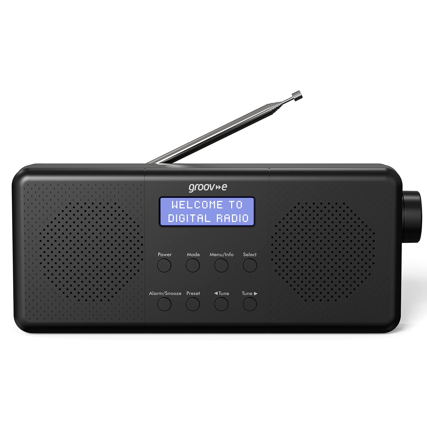 Groov-e Vienna Rechargeable DAB & FM Digital Radio with Bluetooth, Alarm Clock & LCD Display - Portable Wireless Radio for Home, Office, Travel - 40 Preset Stations, Micro USB/Battery Powered - Black