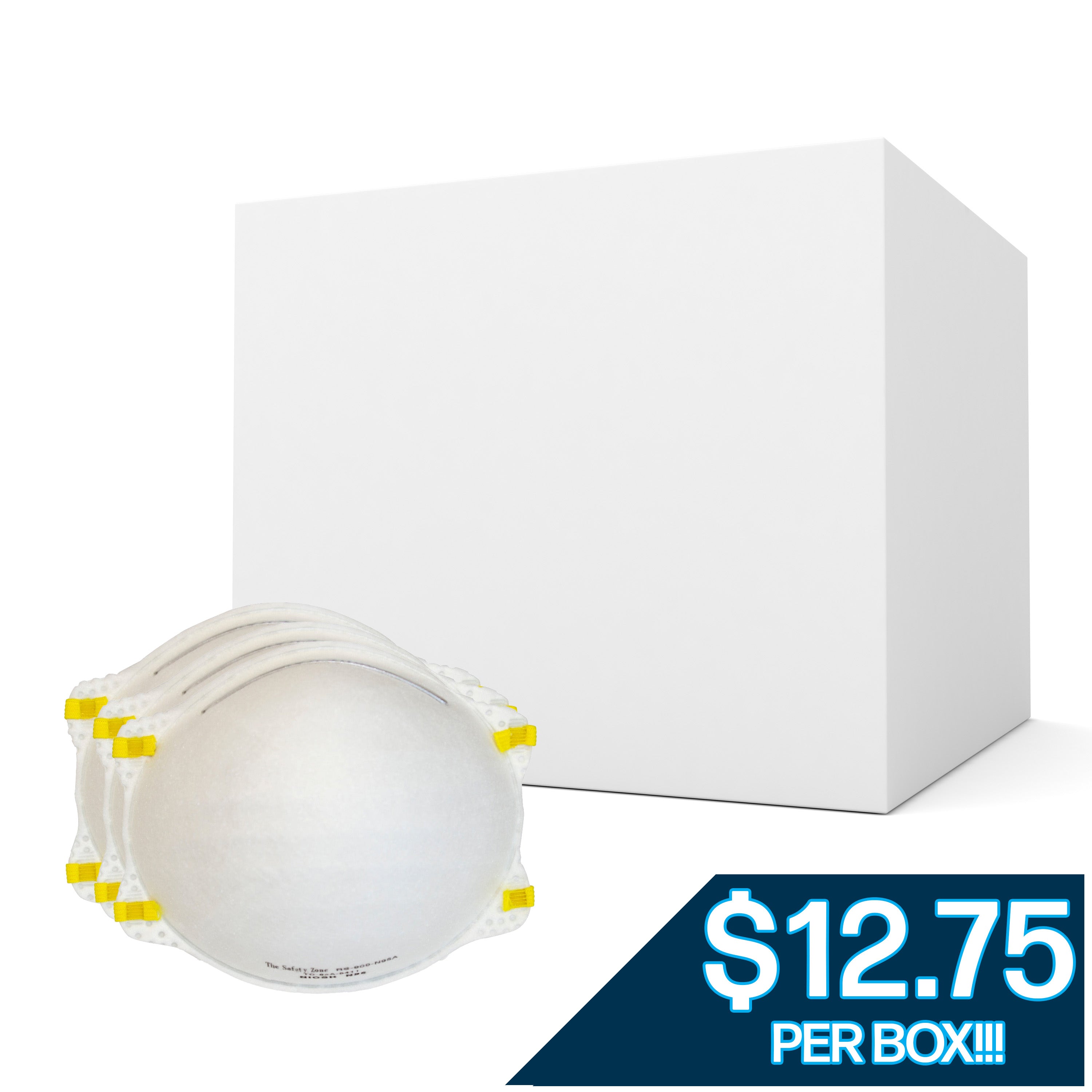 NIOSH Certified White Respirator Mask Case - Pack of 12 Boxes | Dust Protection for Construction, Woodworking & Industrial Safety