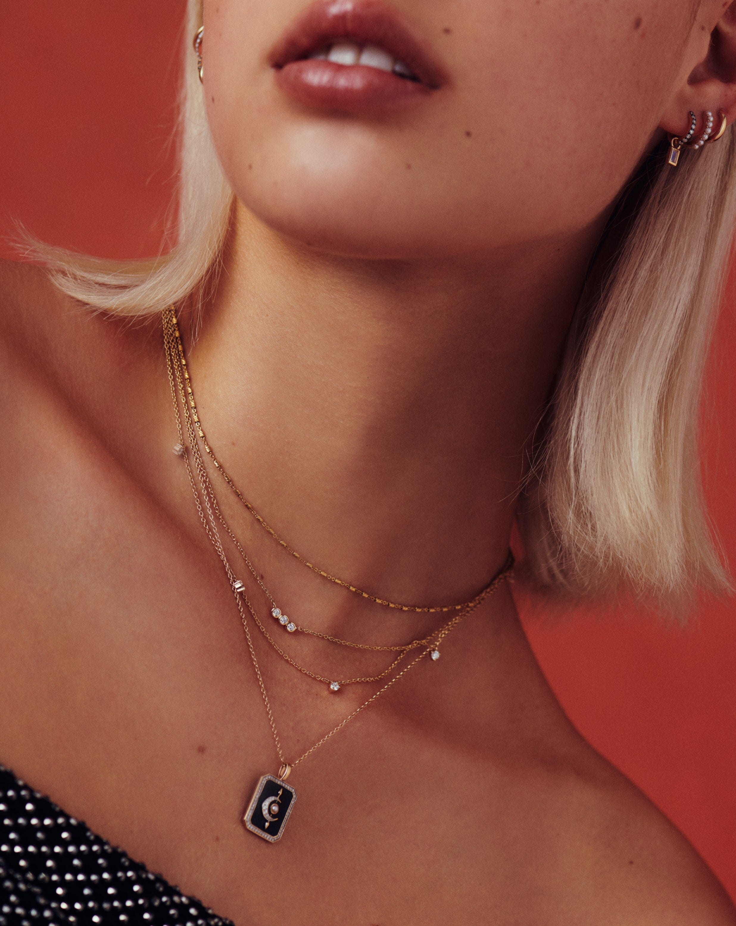 Harris Reed Fine Lunar Necklace - 14k Solid Gold with Pearl & Diamond Accents | Elegant Celestial Jewelry for Women, Perfect for Weddings, Evening Parties & Special Occasions