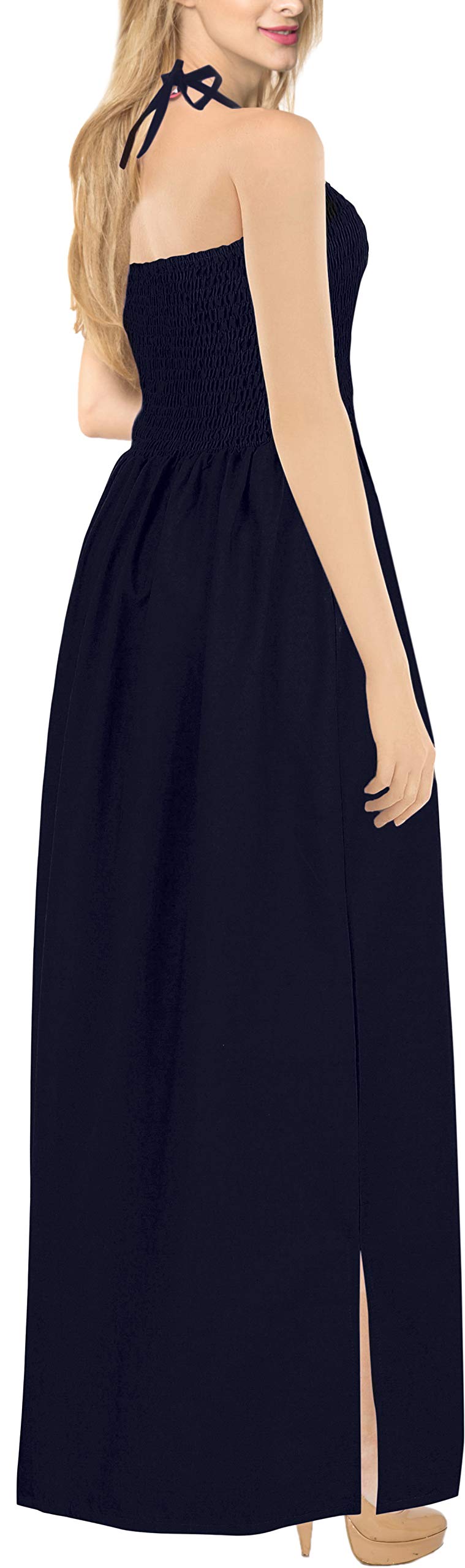 LA LEELA Women's Tube Maxi Dress - Solid Color Smock Style Casual Summer Dress for Beach, Vacation & Everyday Wear