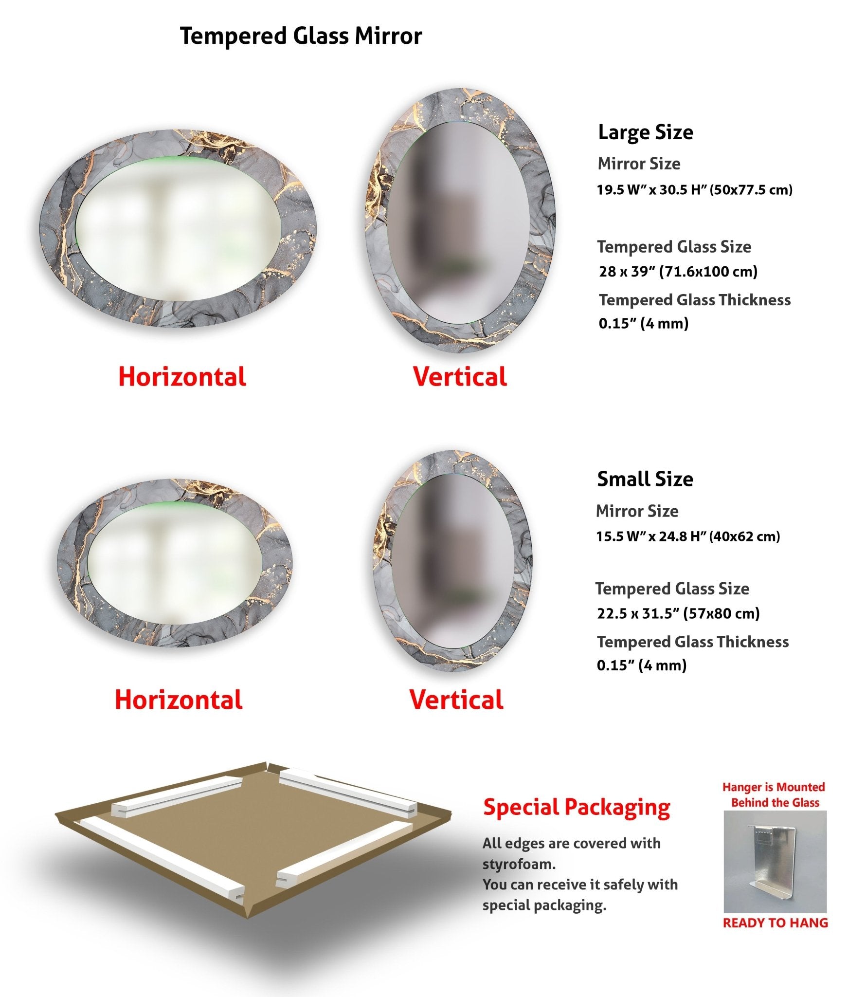 Modern Abstract Gray Oval Wall Mirror - Elegant Home Decor for Living Room, Bedroom & Entryway
